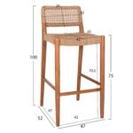 ΣΚΑΜΠΟ ΜΠΑΡ ROSCO HM6134.01 ΞΥΛΟ ΤΕΑΚ ΚΑΡΥΔΙ & ΣΧΟΙΝΙ VIRO ΚΑΦΕ 47x52x100Υεκ - Image 2