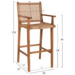 ΣΚΑΜΠΟ ΜΠΑΡ ΜΕ ΜΠΡΑΤΣΑ ΤΕΟ HM9807 ΞΥΛΟ ΤΕΑΚ ΚΑΙ ΣΧΟΙΝΙ ΣΕ ΦΥΣΙΚΟ 52x57x110Yεκ. - Image 2