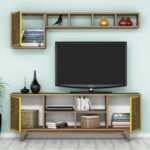 ΣΥΝΘΕΣΗ ΤΗΛΕΟΡΑΣΗΣ HM9516.04 ΜΕΛΑΜΙΝΗΣ ΣΕ ΚΑΡΥΔΙ ΜΕ ΚΙΤΡΙΝΟ 160x35x56.2Y εκ. - Image 5