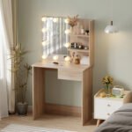 ΤΟΥΑΛΕΤΑ ΜΕ ΦΩΤΙΣΜΟ LED & ΡΑΦΙΑ LAURYN HM2501.01 ΜΕΛΑΜΙΝΗ ΣΕ SONAMA 75x40x134.5Υεκ - Image 2