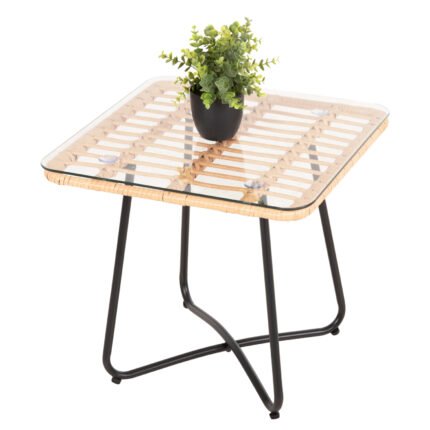 Αγόρασε ΤΡΑΠΕΖΑΚΙ GERRY HM5717.11 ΜΕ WICKER ΜΠΕΖ-ΜΑΥΡΟ ΜΕΤΑΛ.ΣΚΕΛΕΤΟ 50x50x47