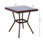 ΤΡΑΠΕΖΙ ΑΛΟΥΜΙΝΙΟΥ HARLOW 70X70X76Υ ΜΕ ΟΨΗ BAMBOO HM5568.03 ΚΑΦΕ ΜΕ ΓΥΑΛΙ - Image 2