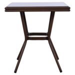 ΤΡΑΠΕΖΙ ΑΛΟΥΜΙΝΙΟΥ HARLOW 70X70X76Υ ΜΕ ΟΨΗ BAMBOO HM5568.03 ΚΑΦΕ ΜΕ ΓΥΑΛΙ - Image 3