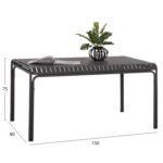 ΤΡΑΠΕΖΙ ΑΛΟΥΜΙΝΙΟΥ RACHEL HM6339.01 ΓΚΡΙ 150x80x75Υεκ. - Image 2