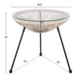 ΤΡΑΠΕΖΙ ΒΟΗΘΗΤΙΚΟ ALLEGRA HM5874.03 ΜΕΤΑΛΛΟ ΜΑΥΡΟ-ΣΥΝΘ. RATTAN ΜΠΕΖ Φ47x45Yεκ. - Image 2