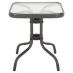 ΤΡΑΠΕΖΙ ΒΟΗΘΗΤΙΚΟ FIGO HM6067.01 ΜΕΤΑΛΛΙΚΟ ΓΚΡΙ-ΓΥΑΛΙΝΗ ΕΠΙΦΑΝΕΙΑ 45x45x51Yεκ - Image 3