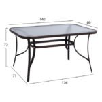 ΤΡΑΠΕΖΙ BRUNO 140Χ80Χ72Υεκ. ΚΑΦΕ ΜΕΤΑΛΛΙΚΟ ΜΕ ΓΥΑΛΙΝΗ ΕΠΙΦΑΝΕΙΑ HM5106.02 - Image 2