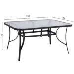 ΤΡΑΠΕΖΙ BRUNO 150X90Χ72Υεκ. ΜΕΤΑΛΛΙΚΟ ΜΑΥΡΟ ΜΕ ΓΥΑΛΙΝΗ ΕΠΙΦΑΝΕΙΑ HM5145.03 - Image 2