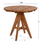 ΤΡΑΠΕΖΙ LEO ΣΤΡΟΓΓΥΛΟ ΜΑΣΙΦ ΞΥΛΟ ΤΕΑΚ Φ80x75Υεκ.HM9623 - Image 2