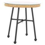 ΤΡΑΠΕΖΙ ΜΕΤΑΛΛΙΚΟ SPENCER HM5716 ΜΕ WICKER ΜΠΕΖ Φ48,5x51 εκ. - Image 4