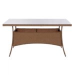 ΤΡΑΠΕΖΙ ΜΕΤΑΛΛΙΚΟ MINSK RATTAN ΜΠΕΖ ΚΑΦΕ HM5507.02 150x90x75 εκ. - Image 3