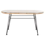 ΤΡΑΠΕΖΙ ΟΒΑΛ ΧΑΜΗΛΟ ALLEGRA HM5695.11 ΜΠΕΖ WICKER-ΜΑΥΡΟ ΜΕΤΑΛΛΟ 100x45x51,5Υεκ. - Image 3