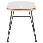 ΤΡΑΠΕΖΙ ΟΒΑΛ ΧΑΜΗΛΟ ALLEGRA HM5695.11 ΜΠΕΖ WICKER-ΜΑΥΡΟ ΜΕΤΑΛΛΟ 100x45x51,5Υεκ. - Image 4