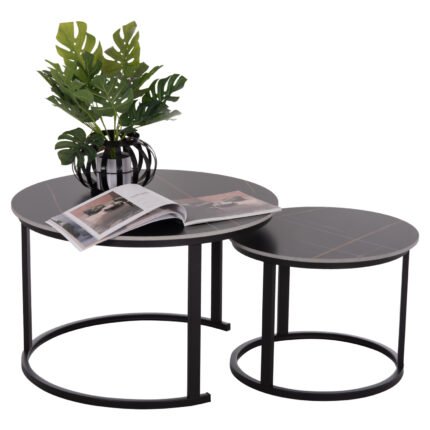 Αγόρασε ΤΡΑΠΕΖΙ ΣΑΛΟΝΙΟΥ 2ΤΜΧ TALOS ΚΕΡΑΜΙΚΟ TOP ΜΕ ΟΨΗ ΜΑΥΡΟΥ ΜΑΡΜΑΡΟΥ HM18140.02 Φ70+Φ50 σε μοναδική τιμή στο clickforshop.gr