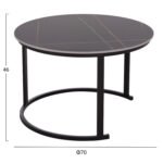 ΤΡΑΠΕΖΙ ΣΑΛΟΝΙΟΥ 2ΤΜΧ TALOS ΚΕΡΑΜΙΚΟ TOP ΜΕ ΟΨΗ ΜΑΥΡΟΥ ΜΑΡΜΑΡΟΥ HM18140.02 Φ70+Φ50 - Image 2