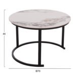 ΤΡΑΠΕΖΙ ΣΑΛΟΝΙΟΥ 2ΤΜΧ TALOS ΛΕΥΚΟ ΜΕ ΚΑΦΕ ΝΕΡΑ ΚΕΡΑΜΙΚΟ TOP HM18140.03 Φ70+Φ50 - Image 2