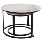 ΤΡΑΠΕΖΙ ΣΑΛΟΝΙΟΥ 2ΤΜΧ TALOS ΛΕΥΚΟ ΜΕ ΚΑΦΕ ΝΕΡΑ ΚΕΡΑΜΙΚΟ TOP HM18140.03 Φ70+Φ50 - Image 6