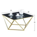 ΤΡΑΠΕΖΙ ΣΑΛΟΝΙΟΥ WILLOW HM8613.02 ΜΕ ΜΑΥΡΟ ΓΥΑΛΙ ΚΑΙ ΕΠΙΧΡΥΣΗ ΒΑΣΗ 80X80X45 EK. - Image 2