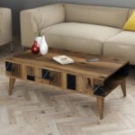 ΤΡΑΠΕΖΙ ΣΑΛΟΝΙΟΥ HM9504.02 ΜΕΛΑΜΙΝΗΣ ΚΑΡΥΔΙ-ΜΑΥΡΟ ΜΑΡΜΑΡΟ 105x60x37.6Υεκ. - Image 3