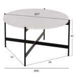 ΤΡΑΠΕΖΙ ΣΑΛΟΝΙΟΥ HM9588.05 MDF ΛΕΥΚΟ ΜΑΡΜΑΡΟ-ΜΑΥΡΗ ΜΕΤΑΛΛΙΚΗ ΒΑΣΗ Φ80x45Υεκ. - Image 2