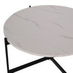 ΤΡΑΠΕΖΙ ΣΑΛΟΝΙΟΥ HM9588.05 MDF ΛΕΥΚΟ ΜΑΡΜΑΡΟ-ΜΑΥΡΗ ΜΕΤΑΛΛΙΚΗ ΒΑΣΗ Φ80x45Υεκ. - Image 5