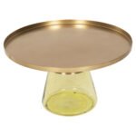 ΤΡΑΠΕΖΙ ΣΑΛΟΝΙΟΥ SCAL HM9724 ΒΑΣΗ ΠΡΑΣΙΝΟ ΓΥΑΛΙ-TOP ΧΡΥΣΟ ΜΕΤΑΛΛΟ Φ76x43,5Υεκ - Image 3