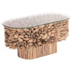 Αγόρασε ΤΡΑΠΕΖΙ ΣΑΛΟΝΙΟΥ ΟΒΑΛ SPARROW HM9962 DRIFTWOOD--ΓΥΑΛΙ 106x55