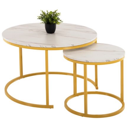 Αγόρασε ΤΡΑΠΕΖΙ ΣΑΛΟΝΙΟΥ ΣΕΤ 2ΤΜΧ MDF ΕΦΕ ΛΕΥΚΟ ΜΑΡΜΑΡΟ ΜΕ ΧΡΥΣΑ ΠΟΔΙΑ Φ80 k Φ48εκ.HM8763.11 σε μοναδική τιμή στο clickforshop.gr