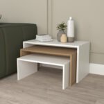 ΤΡΑΠΕΖΙ ΣΑΛΟΝΙΟΥ ΣΕΤ 3ΤΜΧ BENTIL HM9444.11 ΜΕΛΑΜΙΝΗ SONAMA-ΛΕΥΚΟ 65x35x45Υεκ - Image 6