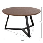 ΤΡΑΠΕΖΙ ΣΑΛΟΝΙΟΥ ΣΤΡΟΓΓΥΛΟ ROCKET HM9586.04 MDF WALNUT-ΜΑΥΡΗ ΣΑΓΡΕ ΒΑΣΗ Φ80x42Υεκ. - Image 2
