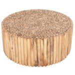 ΤΡΑΠΕΖΙ ΣΑΛΟΝΙΟΥ ΣΤΡΟΓΓΥΛΟ COOTER HM9862 ΚΛΑΔΙΑ TEAK-ΦΥΣΙΚΟ Φ100x40Υεκ. - Image 4