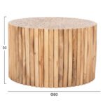 ΤΡΑΠΕΖΙ ΣΑΛΟΝΙΟΥ ΣΤΡΟΓΓΥΛΟ COOTER HM9863 ΚΛΑΔΙΑ TEAK-ΦΥΣΙΚΟ Φ80x50Υεκ. - Image 2