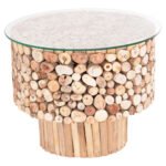 Αγόρασε ΤΡΑΠΕΖΙ ΣΑΛΟΝΙΟΥ ΣΤΡΟΓΓΥΛΟ SPARROW HM9963 DRIFTWOOD--ΓΥΑΛΙ Φ65x51