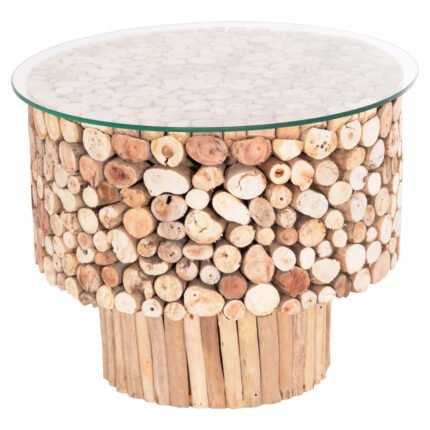 Αγόρασε ΤΡΑΠΕΖΙ ΣΑΛΟΝΙΟΥ ΣΤΡΟΓΓΥΛΟ SPARROW HM9963 DRIFTWOOD--ΓΥΑΛΙ Φ65x51