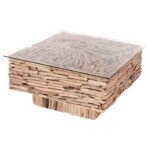 ΤΡΑΠΕΖΙ ΣΑΛΟΝΙΟΥ ΤΕΤΡΑΓΩΝΟ SPARROW HM9960 DRIFTWOOD--ΓΥΑΛΙ 95x95x51,5Υεκ. - Image 4