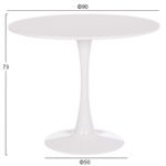 ΤΡΑΠΕΖΙ ΣΤΡΟΓΓΥΛΟ BROLIN HM18141.01 MDF TOP-ΒΑΣΗ ΜΕΤΑΛΛΙΚΗ--ΛΕΥΚΟ Φ90x73Υεκ - Image 2