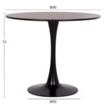 ΤΡΑΠΕΖΙ ΣΤΡΟΓΓΥΛΟ BROLIN HM18141.02 MDF TOP-ΒΑΣΗ ΜΕΤΑΛΛΙΚΗ--ΜΑΥΡΟ Φ90x73Υεκ - Image 2