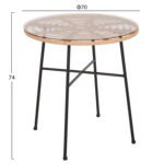ΤΡΑΠΕΖΙ ΣΤΡΟΓΓΥΛΟ ALLEGRA HM5535.11 ΜΕΤΑΛΛΙΚΟ ΜΑΥΡΟ-P.E. RATTAN ΣΕ ΦΥΣΙΚΟ Φ70x74Υεκ - Image 2