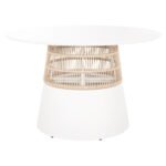 ΤΡΑΠΕΖΙ ΣΤΡΟΓΓΥΛΟ SAEID HM6106.02 ΛΕΥΚΟ ΑΛΟΥΜΙΝΙΟ-ΜΠΕΖ ΣΧΟΙΝΙ Φ120x75Υεκ. - Image 3