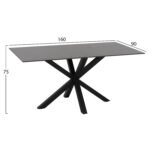 ΤΡΑΠΕΖΙ ΤΡΑΠΕΖΑΡΙΑΣ SYNTEC HM9308.01 SINTERED STONE ΜΑΥΡΟ ΜΕΤΑΛΛΙΚΑ ΠΟΔΙΑ 160x90x75Y εκ. - Image 2