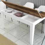 ΤΡΑΠΕΖΙ ΤΡΑΠΕΖΑΡΙΑΣ STANDARD HM9507.07 ΜΕΛΑΜΙΝΗ ΛΕΥΚΗ-ΚΑΡΥΔΙ ΜΕ ΑΠΟΘ.ΧΩΡΟ 145x88x75Yεκ. - Image 5