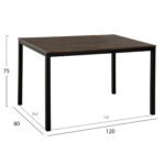 ΤΡΑΠΕΖΙ ΤΡΑΠΕΖΑΡΙΑΣ GOOSE HM9532 MDF ΚΑΡΥΔΙ-ΜΑΥΡΟ ΜΕΤΑΛΛΟ 120X80Χ75Yεκ. - Image 2