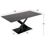 ΤΡΑΠΕΖΙ ΤΡΑΠΕΖΑΡΙΑΣ RUBBY HM9849.02 ΚΕΡΑΜΙΚΟ TOP ΜΑΥΡΟ ΜΑΡΜΑΡΟ-ΜΕΤΑΛ.ΒΑΣΗ 180x90x77Υεκ - Image 2