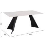 ΤΡΑΠΕΖΙ ΤΡΑΠΕΖΑΡΙΑΣ POSE HM9851.01 ΜΑΥΡΑ ΜΕΤΑΛ.ΠΟΔΙΑ-ΛΕΥΚΟ ΚΕΡΑΜΙΚΟ TOP 160x90x76Υεκ - Image 2