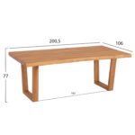 ΤΡΑΠΕΖΙ ΤΡΑΠΕΖΑΡΙΑΣ LEOPOLD HM9933.01 ΜΑΣΙΦ ΞΥΛΟ ΤΕΑΚ-ΧΡΩΜΑ ΦΥΣΙΚΟ 200.5x107x76Yεκ - Image 2