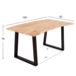 ΤΡΑΠΕΖΙ ΤΡΑΠΕΖΑΡΙΑΣ SOFIA SLIM HM8500.21 ΜΑΣΙΦ ΞΥΛΟ ΑΚΑΚΙΑΣ 160x92x78Υεκ. - Image 2