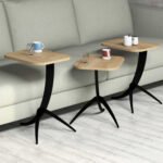 ΤΡΑΠΕΖΙ ΖΙΓΚΟΝ HM9508.01 3ΤΜΧ ΜΕΛΑΜΙΝΗ ΣΕ ΦΥΣΙΚΟ ΟΑΚ-ΜΑΥΡΑ ΜΕΤΑΛ. ΠΟΔΙΑ 35x45x60Yεκ. - Image 4