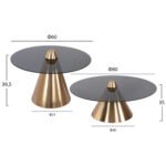 ΤΡΑΠΕΖΙA ΣΑΛΟΝΙΟΥ 2ΤΜΧ REBEN HM9919 ΜΕΤΑΛΛΟ ΧΡΥΣΟ-ΦΙΜΕ ΜΑΥΡΟ ΓΥΑΛΙ Φ80 & Φ60 εκ. - Image 2