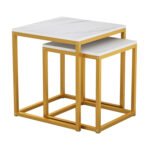 ΖΙΓΚΟΝ GRELAY 2 ΤΕΜ MDF ΟΨΗ ΜΑΡΜΑΡΟΥ & ΜΕΤΑΛΛΟ HM8762.11 45Χ45Χ50εκ. & 37Χ37Χ43 εκ. - Image 4