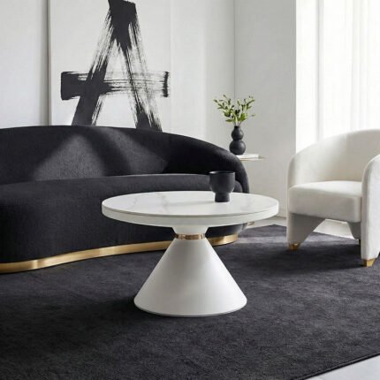 Βρες το Τραπέζι σαλονιού Coozlin Inart sintered stone σε απόχρωση λευκό μαρμάρου με λευκό-χρυσό μέταλλο Φ70x40εκ σε μοναδική τιμή στο clickforshop.gr